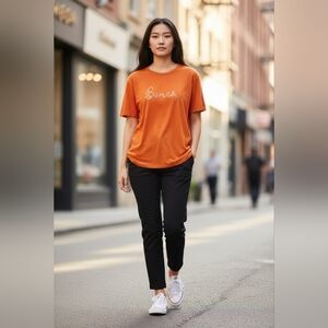 Bench Casual Classic Orange Graphic Print T-Shirt Womens Small NWT